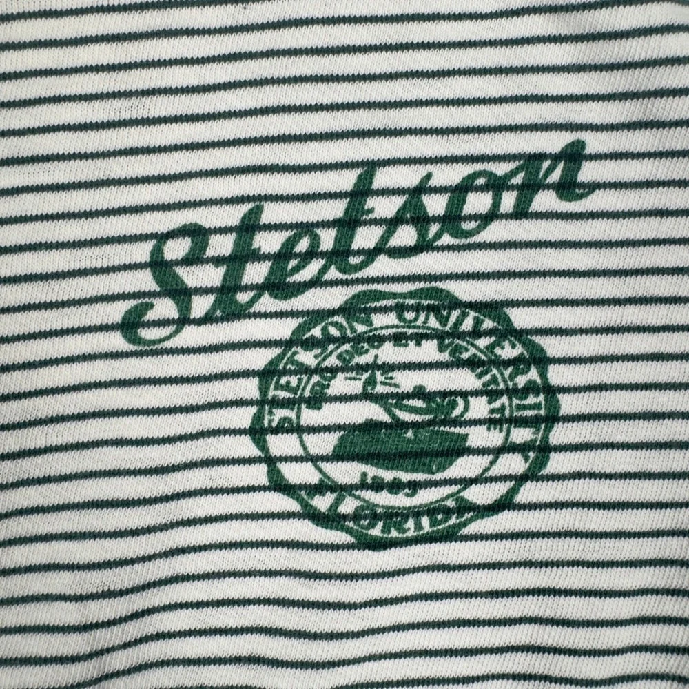 Vtg 60s Champion Stetson University Striped Ringer Tee Men's L Green USA - Picture 3 of 11